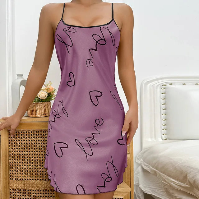 Ice Silk  Sleeveless Short Thin Nightdress