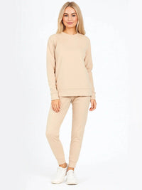 Women's Plain Long Sleeve Two-Piece Set