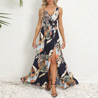 V-neck Floral Print Long Summer Dress