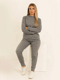 Women's Plain Long Sleeve Two-Piece Set