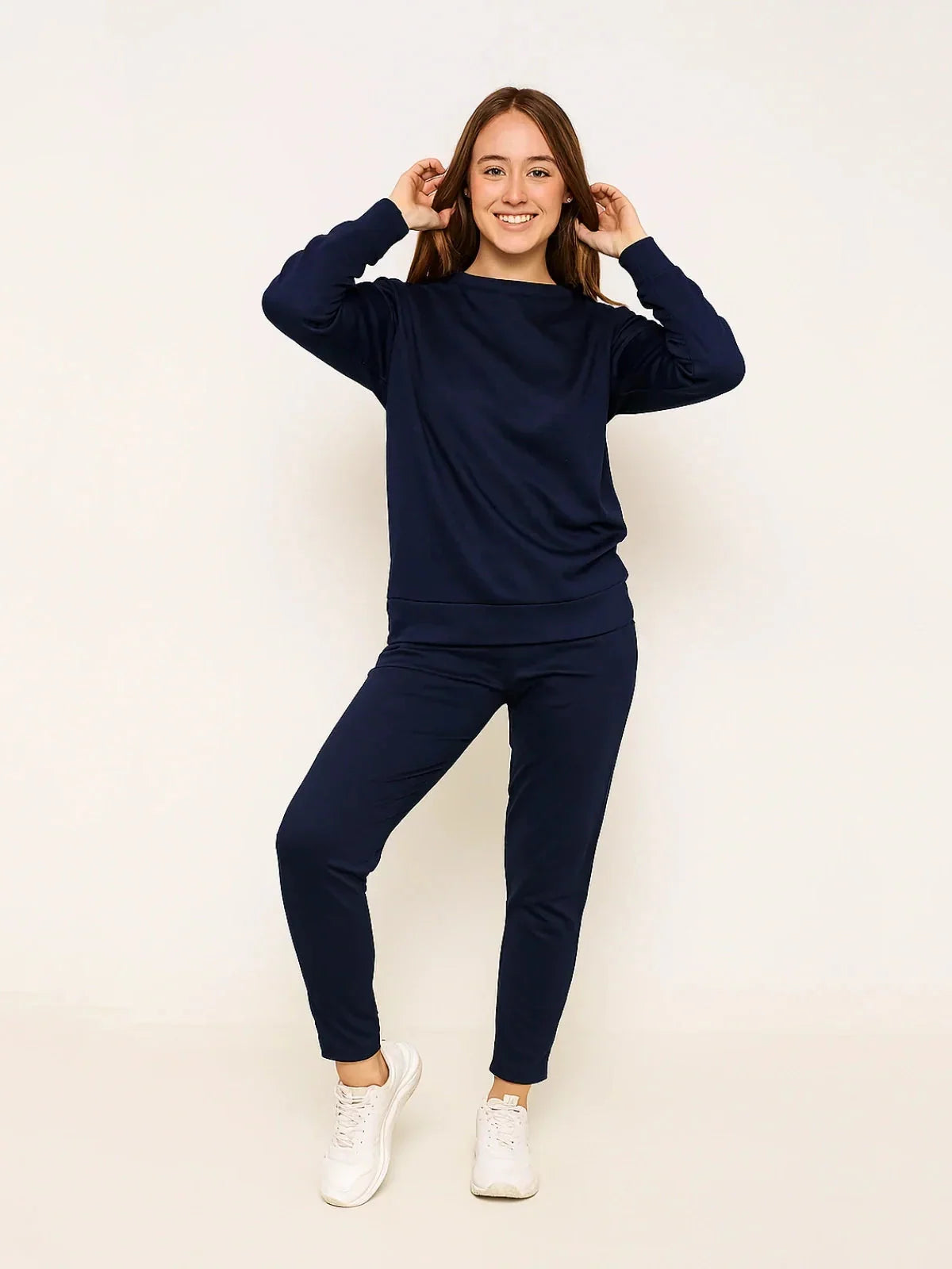 Women's Plain Long Sleeve Two-Piece Set