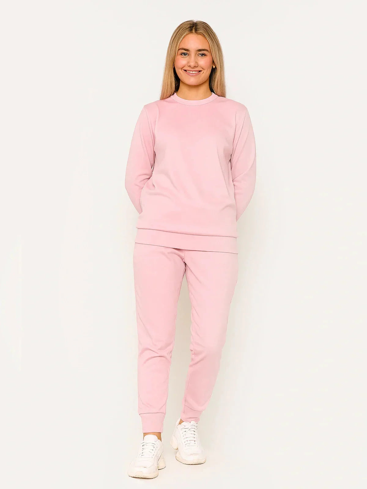 Women's Plain Long Sleeve Two-Piece Set